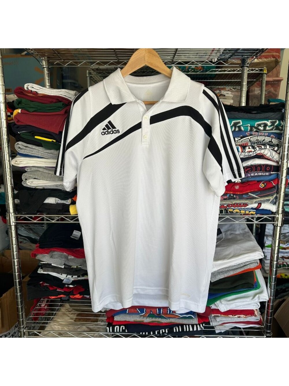 Adidas ClimaLite Performance Polo Shirt White M Athletic Golf Tennis Casual